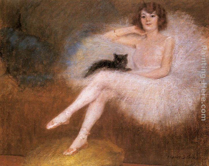 Pierre Carrier-Belleuse Ballerina with a black Cat